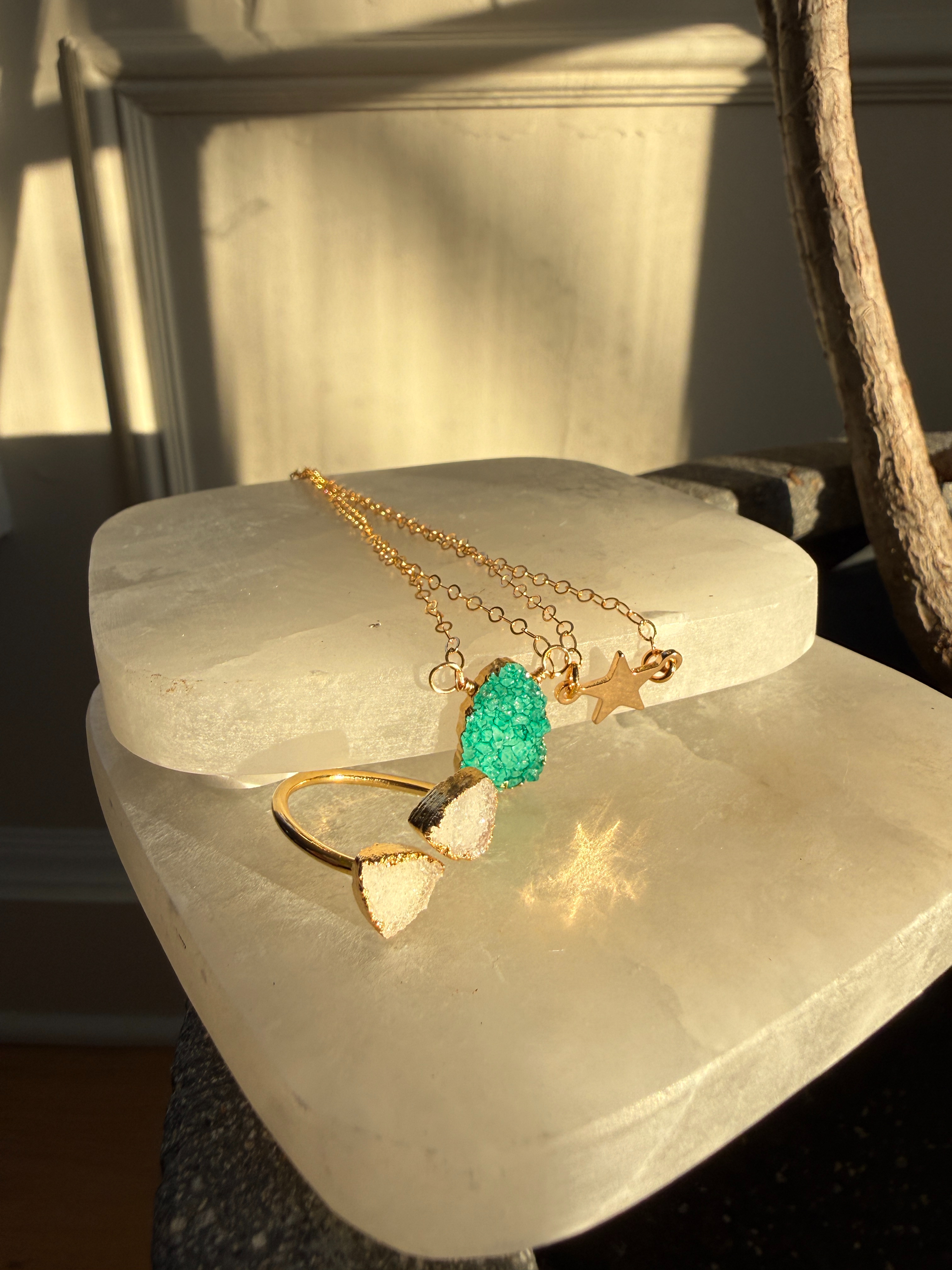 ✨ Jewelry that feels a little magical ✨

I’ve been loving these pieces from Rustic Gem Jewelry lately. They’re delicate, unique, and perfect for everyday wear or layering.

⭐ Dainty Star Necklace in Gold – the sweetest minimal piece that adds a subtle sparkle.
💚 Emerald Green Druzy Gemstone Slice Necklace in Gold – such a gorgeous statement with natural texture and shine.
🔺 Double Triangle Stone Wrap Ring in Gold – modern, elegant, and so easy to style with everything.

If you love jewelry that’s feminine, a little boho, and still polished, these are beautiful picks. ✨

Shop all three pieces in my LTK!
#LTKStyle #LTKJewelry #RusticGemJewelry 

 #LTKFestival #LTKdayinmylife #LTKgrwm