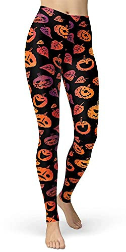 Women's Halloween Pumpkin Printed Leggings Ultra Buttery Soft Elastic Tights (One Size, Halloween Pumpkins) | Amazon (US)