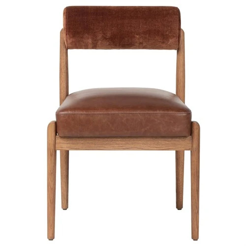 Aven Modern Classic Brown Leather Oak Dining Chair | Kathy Kuo Home