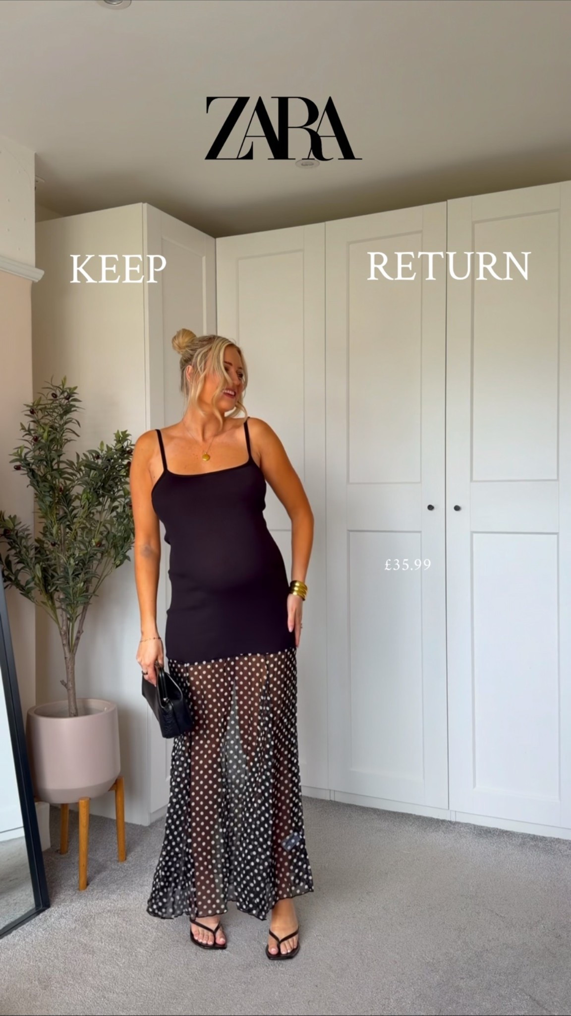 New in Zara polka dot maxi dress - perfect with the bump! 🖤

Wearing size M 

Zara new in, holiday dress, bump friendly dress
