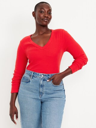 Cozy Snug Long-Sleeve V-Neck T-Shirt | Old Navy (US)
