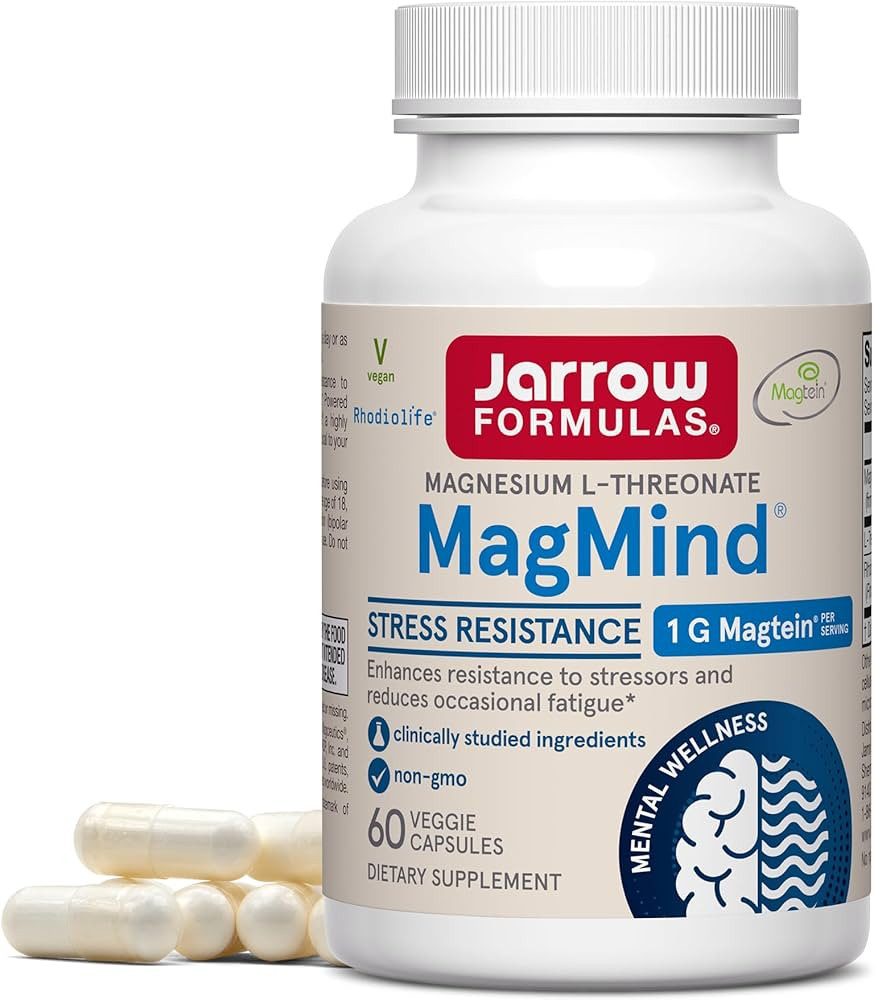 Jarrow Formulas Magnesium L-Threonate, MagMind Stress Resistance with L-Theanine and Rhodiolife, ... | Amazon (US)