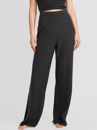 High-Waisted Slouchy Waffle-Knit Wide-Leg Lounge Sweatpants for Women | Old Navy (US)