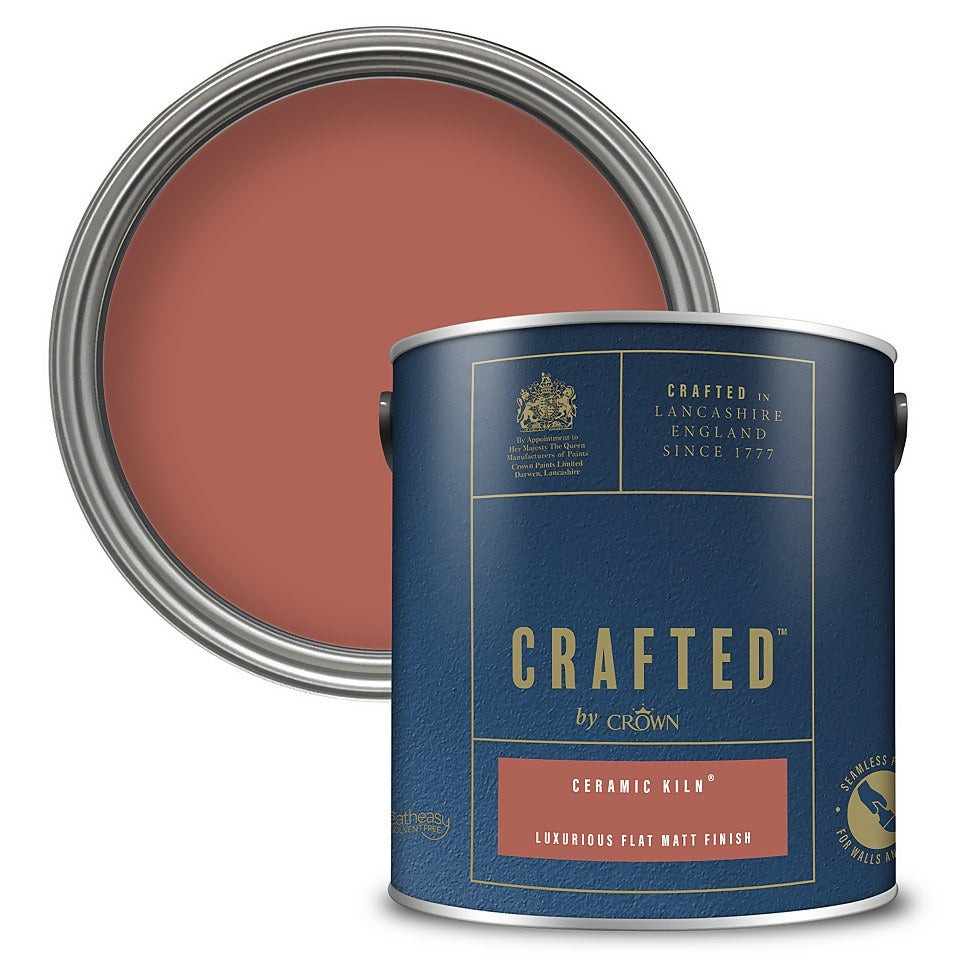 CRAFTED by Crown Flat Matt Interior Wall, Ceiling and Wood Paint Ceramic Kiln® - 2.5L | Homebase