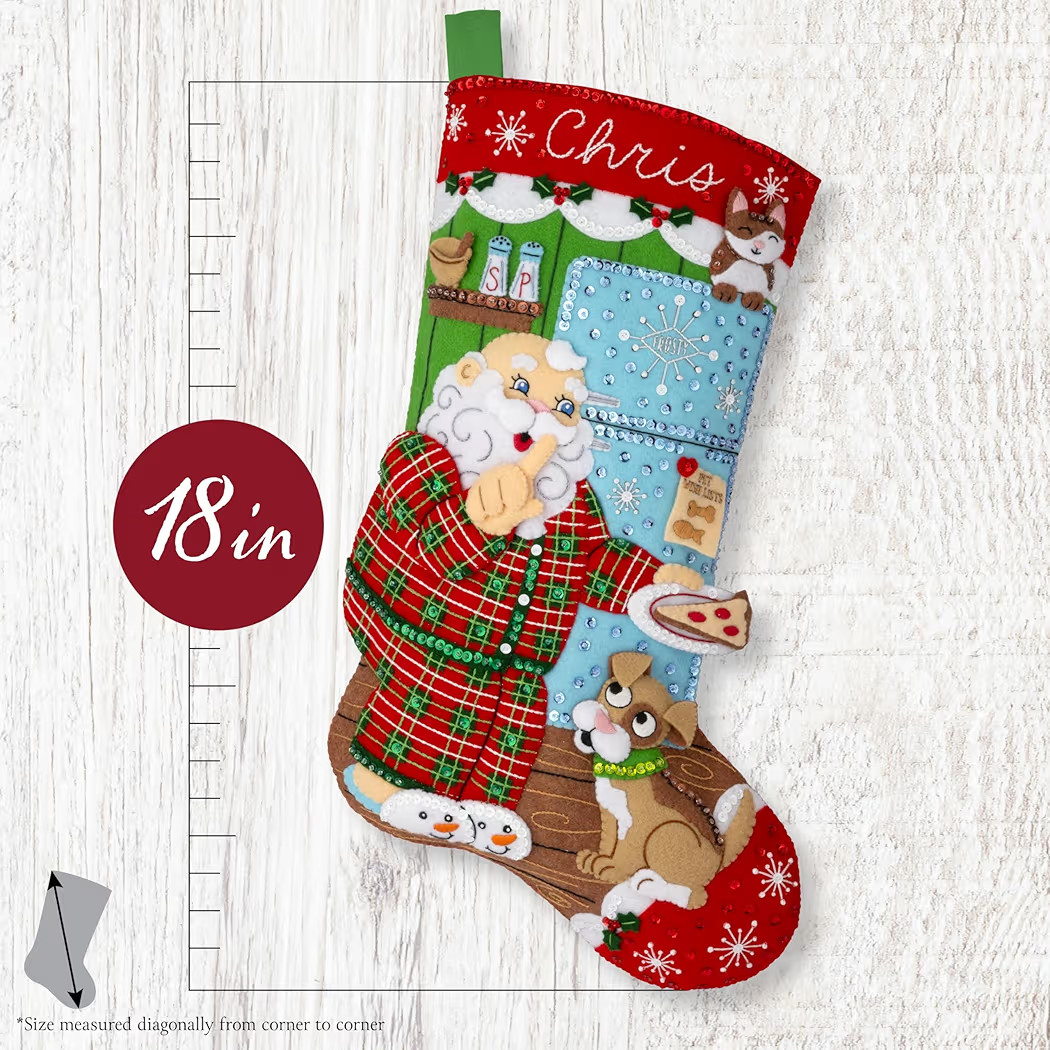 Bucilla Felt Applique 18" Stocking Making Kit, Santa's Midnight Snack, Perfect for DIY Arts and C... | Amazon (US)