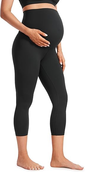 CRZ YOGA Womens Butterluxe Maternity Capris Leggings 21" - Crop Pants Over The Belly Workout Acti... | Amazon (US)