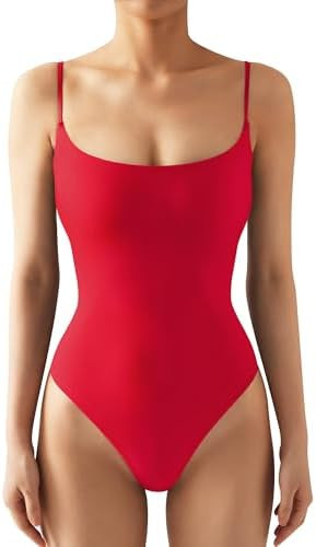 SUUKSESS Women Sexy Square Neck Thong Bodysuit Backless Cami Bodysuit Top | Amazon (US)