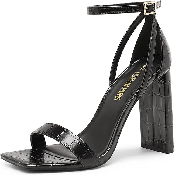 DREAM PAIRS High Heels Chunky Block Square Toe Heels for Women Dressy Open Toe Heel Sandals | Amazon (US)