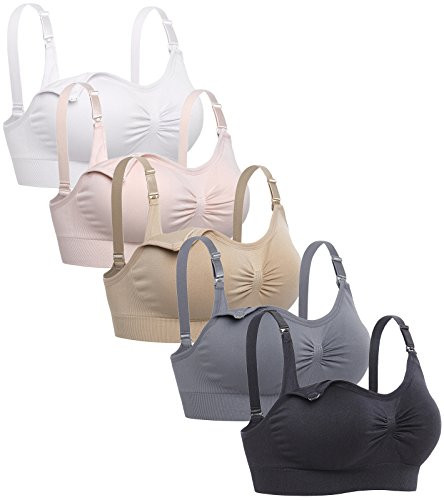 Lataly Womens Sleeping Nursing Bra Wirefree Breastfeeding Maternity Bralette Color Pack of 5 Size S | Amazon (US)