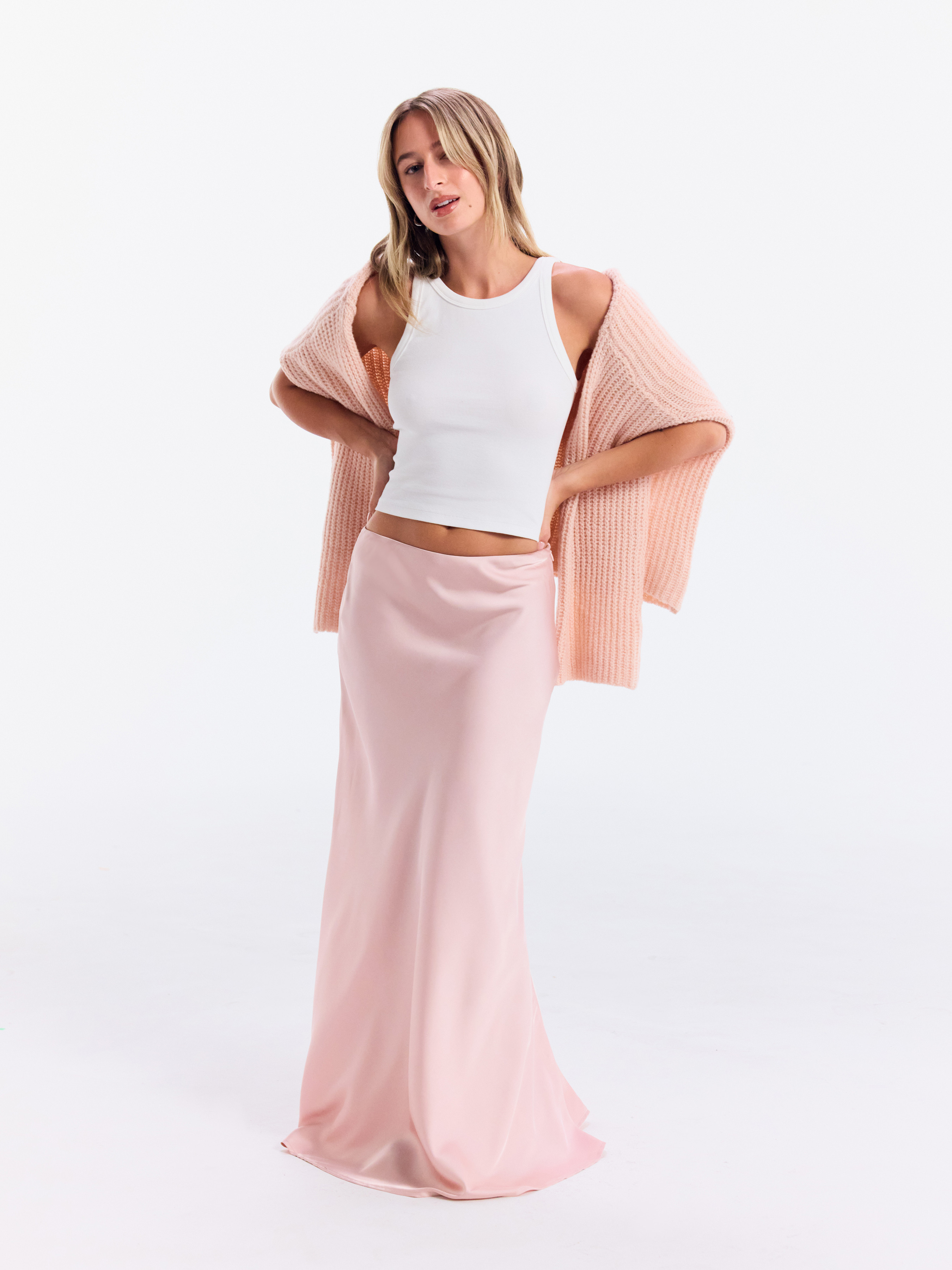 Satin Satin Mid Rise Ruffle Maxi Skirt For Daily Casual | Cider