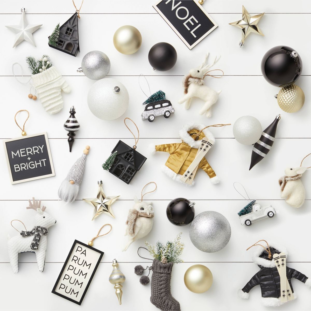 Christmas Tree Ornament Set Black/White 85ct - Wondershop™ | Target