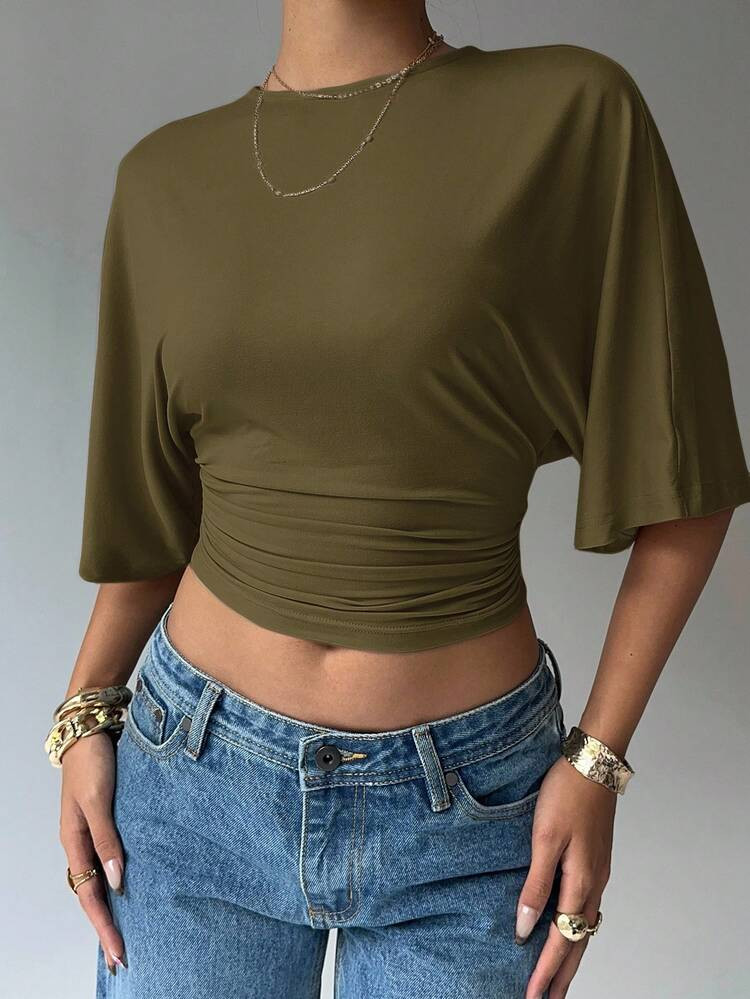 Aloruh Women's Casual Solid Color Short Fitted T-Shirts | SHEIN