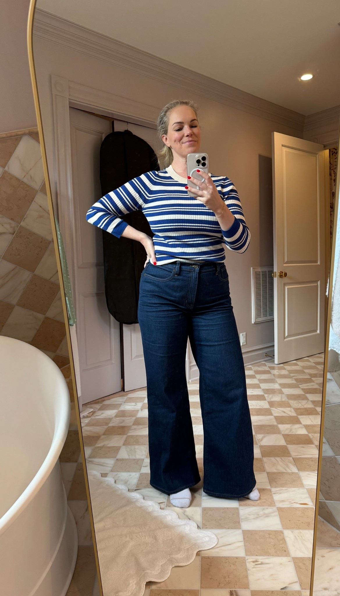 OOTD on sale!! Loving this striped top for the colder months! ❄️🤍

#LTKSaleAlert #LTKCyberWeek #LTKootd