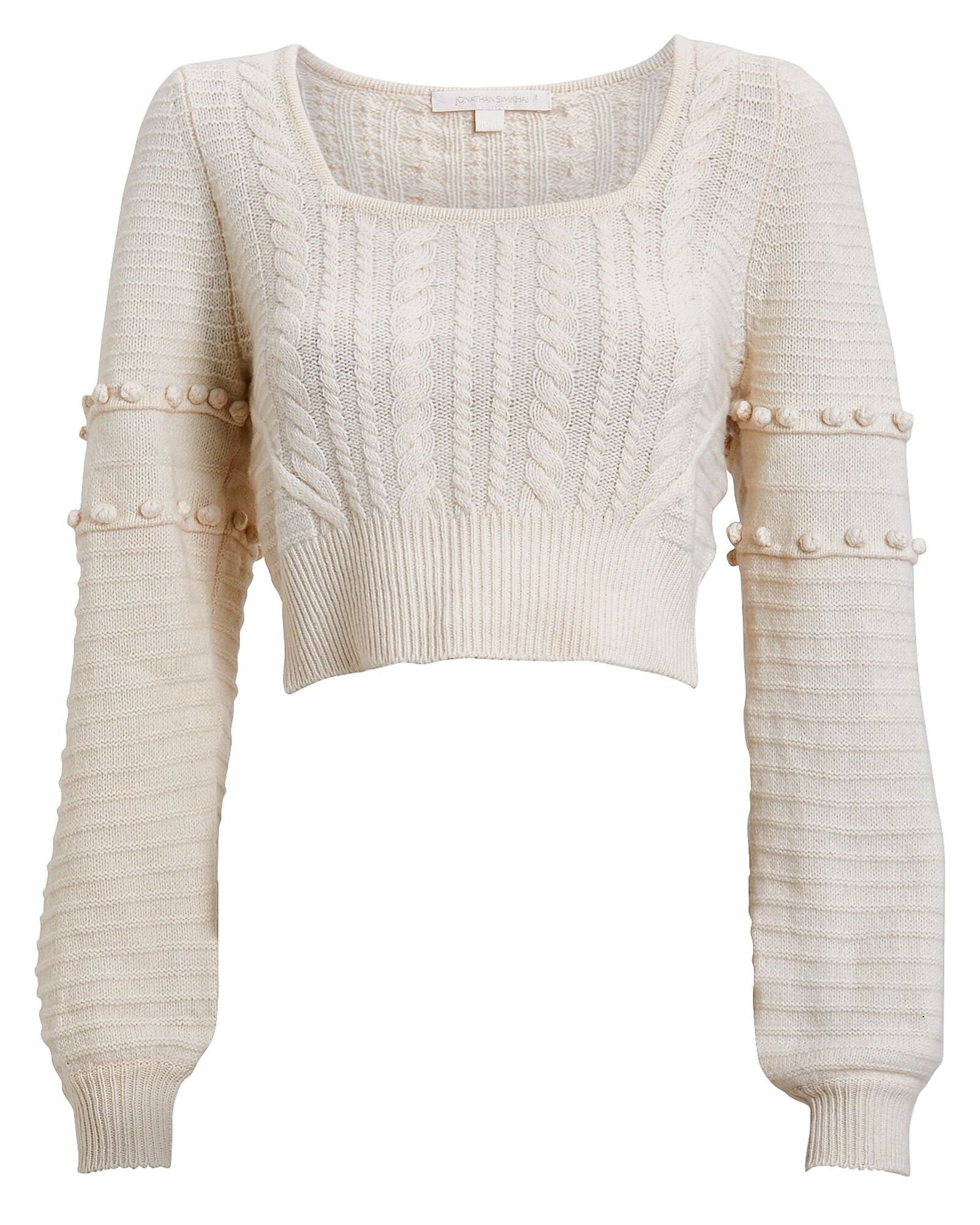 Cropped Wool Cable Knit Sweater | INTERMIX