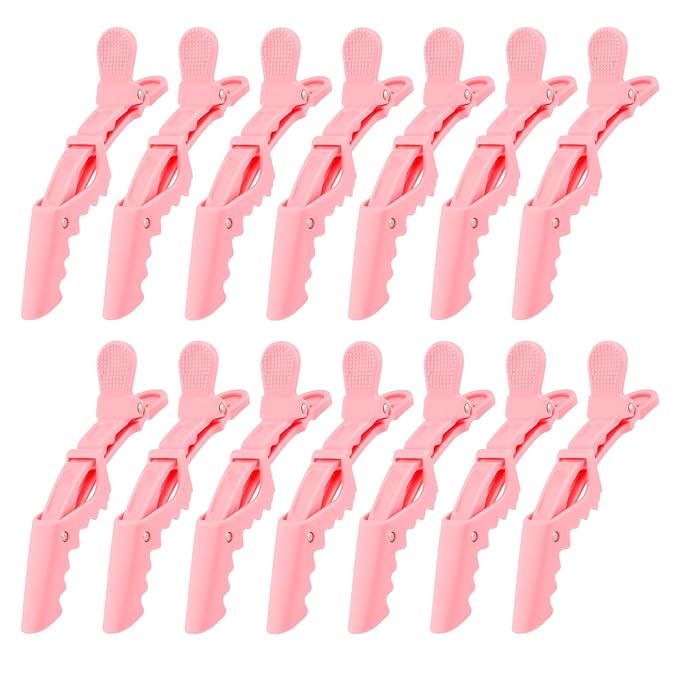 Ondder 14 Pcs Pink Alligator Hair Clips for Styling Sectioning Large Pro Salon Hair Clips Barber ... | Amazon (US)