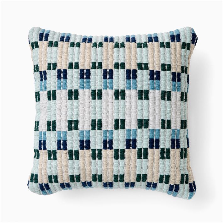 Outdoor Check Point Pillow | West Elm (US)