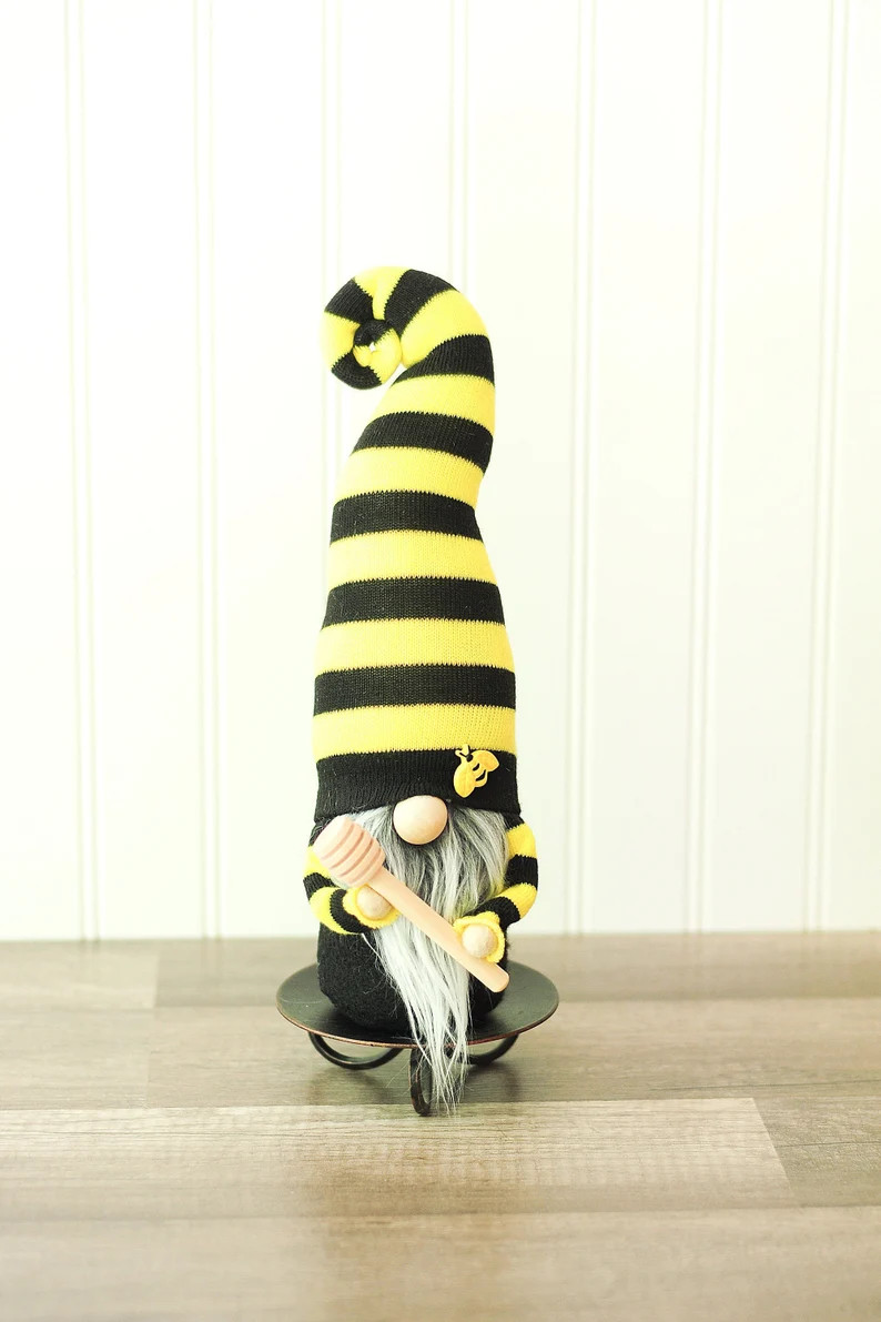 Black and Yellow Honey Bee Gnome, Bumble Bee Gnome, Garden Gnome, Summertime Gnome, Summer Tiered... | Etsy (ES)