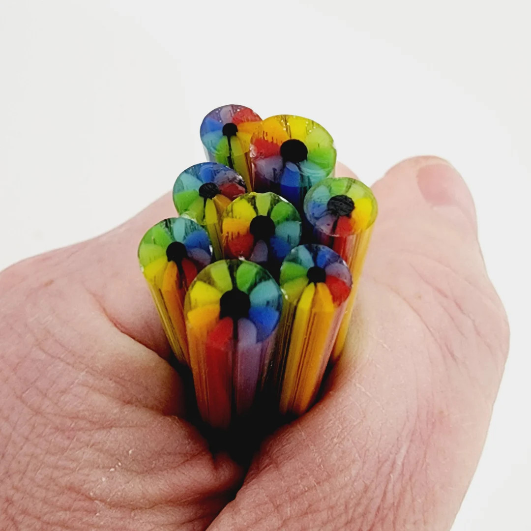 COE 96 Flower: My Favorite Color is Rainbow - 1 oz Murrini Murrine Millefiori Vitrigraph Cane - M... | Etsy (US)