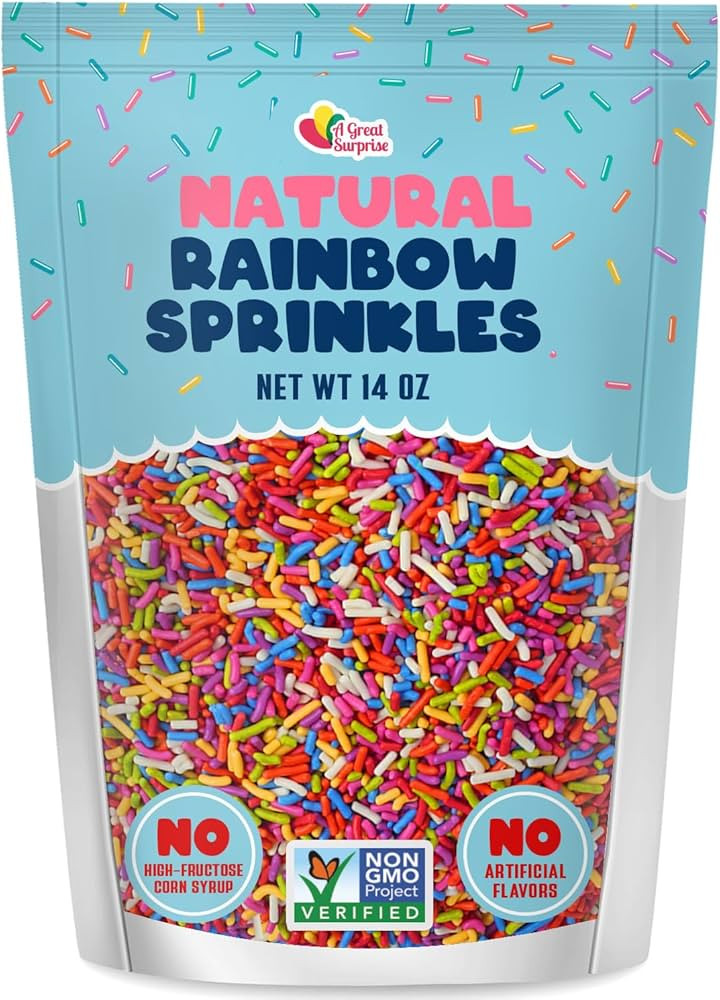 Bulk A Great Surprise Dye Free Rainbow Sprinkles - 14 Ounces - Naturally Colored Rainbow Jimmies ... | Amazon (US)