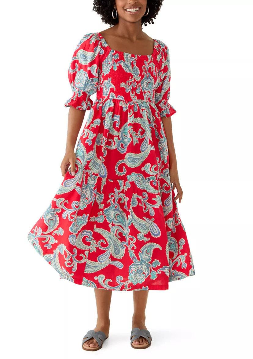 Women's Paisley Print Smocked Maxi Dress | Belk