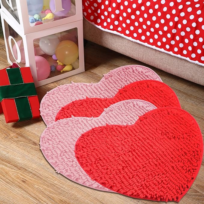 4 Pcs Valentine's Day Heart Shaped Rug Decorative Valentine Heart Door Mat 20 x 24 Inch Non Slip ... | Amazon (US)