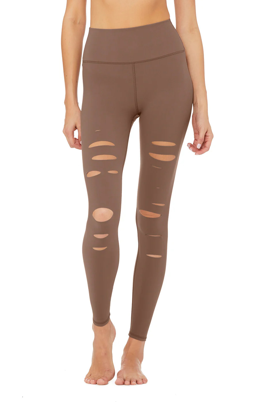 Alo Yoga High-Waist Ripped Warrior Legging - Coco - Size XXS - Poly Sculpting Performance Knit Blend | Alo Yoga (US)