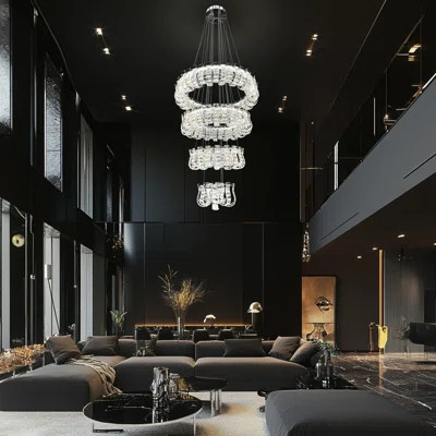 Luxury 4-tier Crystal Led Chandelier – Modern Dimmable Ceiling Light With Remote Control For High Ceilings | Wayfair North America