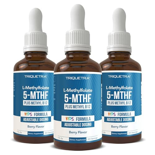 Organic Kids Methylfolate + Methyl B12 Cofactor - Organic Berry Flavor, Sublingual Form - 5-MTHF Form, Superior Form of Folate - Adjustable Dosing for All Ages - Mood, Behavior, Cognition (1oz -3pack) | Amazon (US)