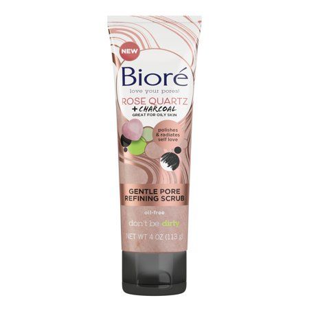 Biore Rose Quartz + Charcoal Gentle Pore Refining Scrub 4 oz | Walmart (US)