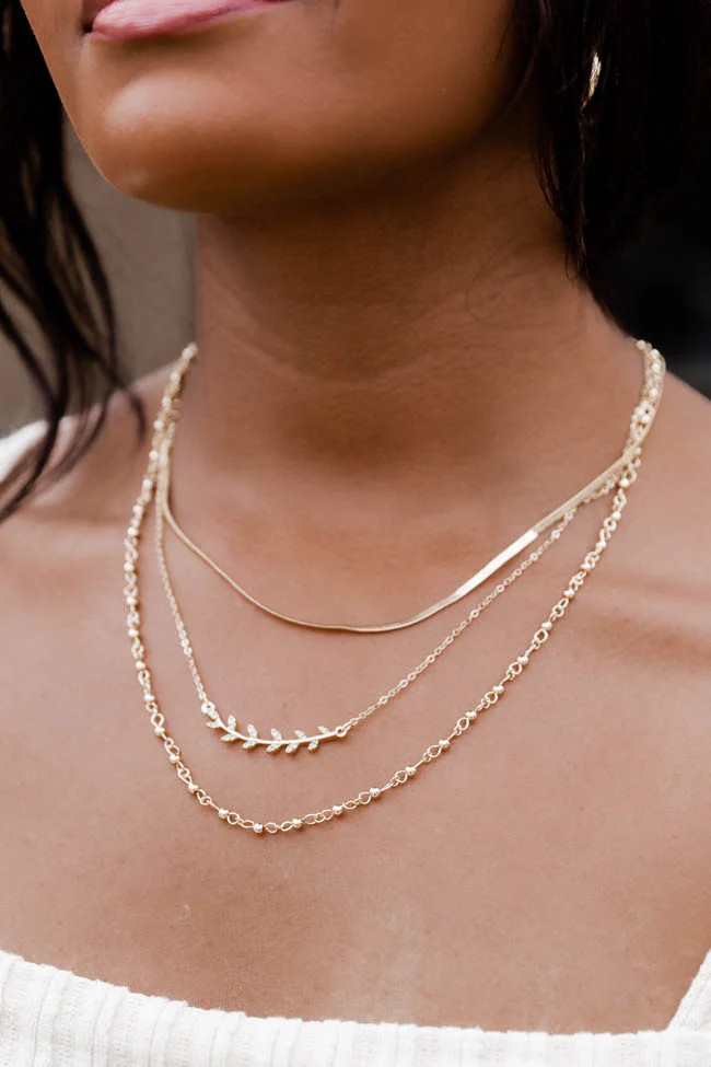 Greatest Wish Three Layered Gold Necklace | Pink Lily