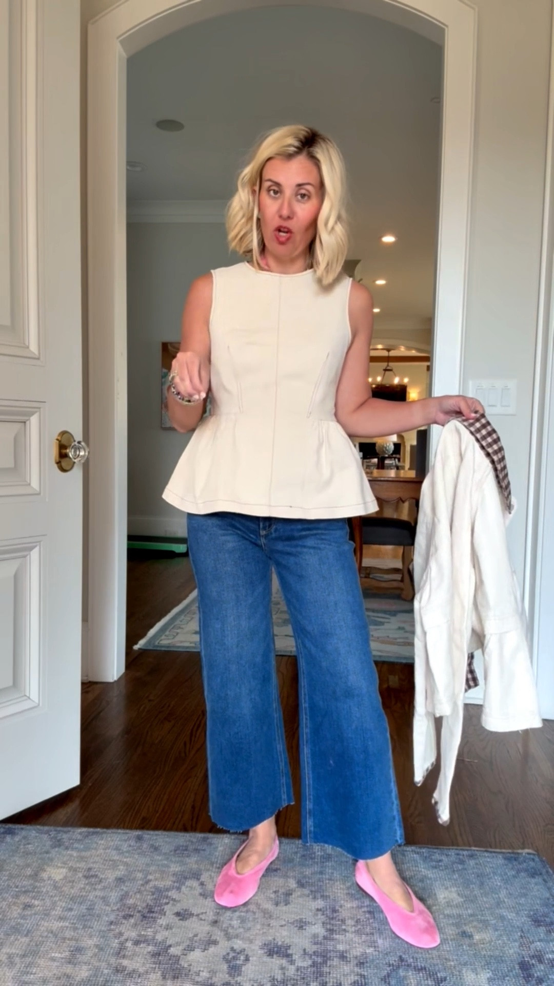 The perfect outfit for this time of year. This jacket is going to be your go-to for the season! Adorable!!
Top - xs
Jeans - 26P
Jacket- xs 
Flats - 7.5

#LTKSeasonal #LTKootd #LTKmomlife