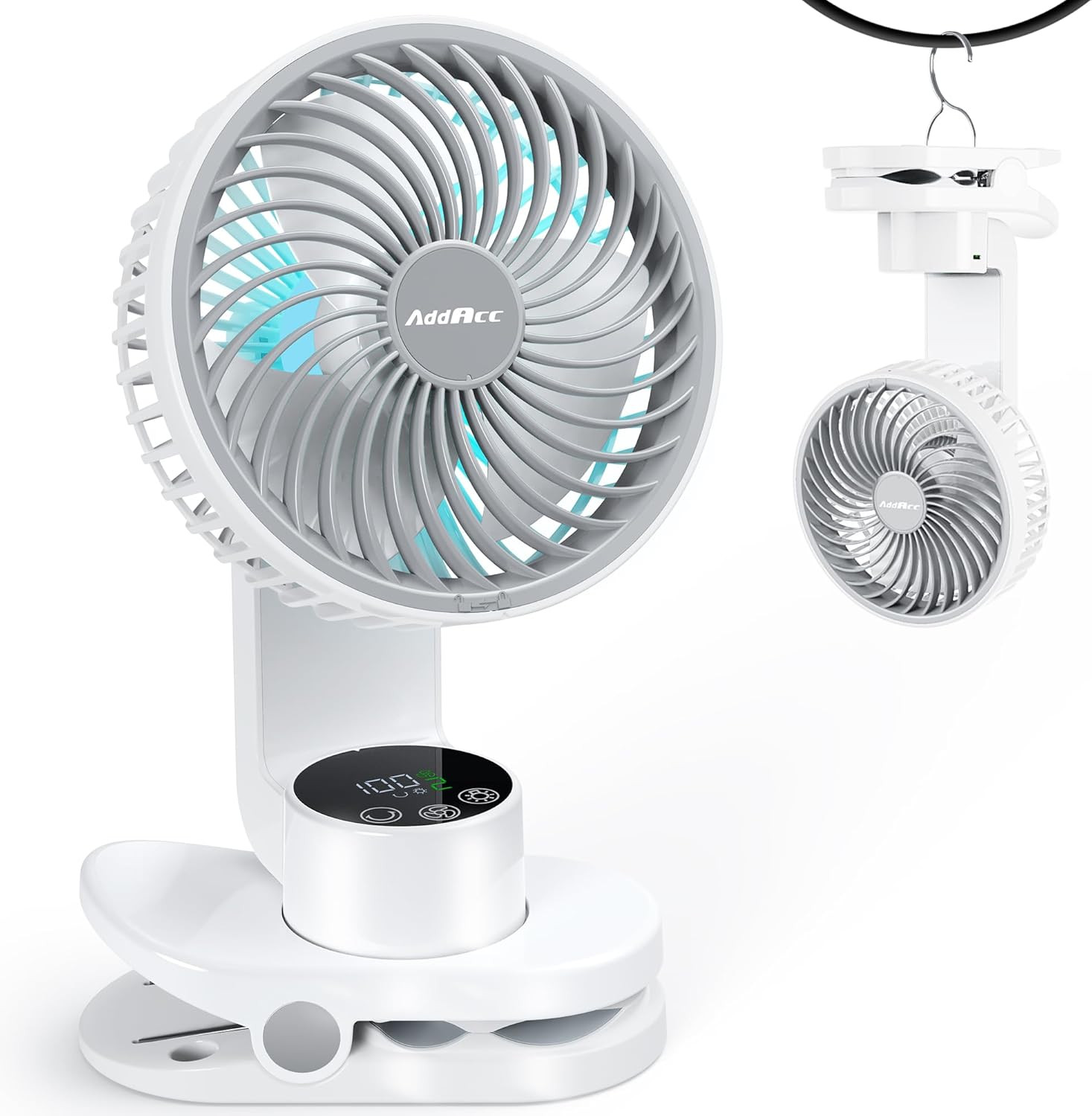 Small Desk Fan, Rechargeable Clip On Fan with Atmosphere Light & Hook, Battery Operated Table Fan... | Amazon (US)