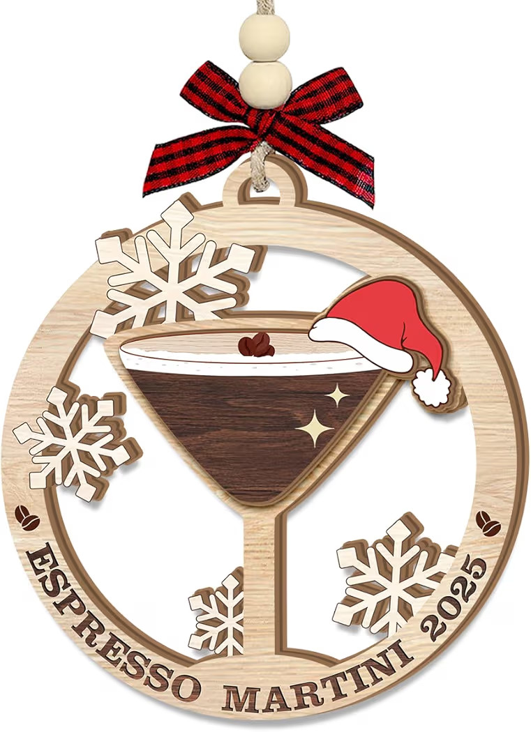 Espresso Martini Christmas Ornament 2025 – Christmas Cocktail Glasses Wooden Ornaments, Unique ... | Amazon (US)