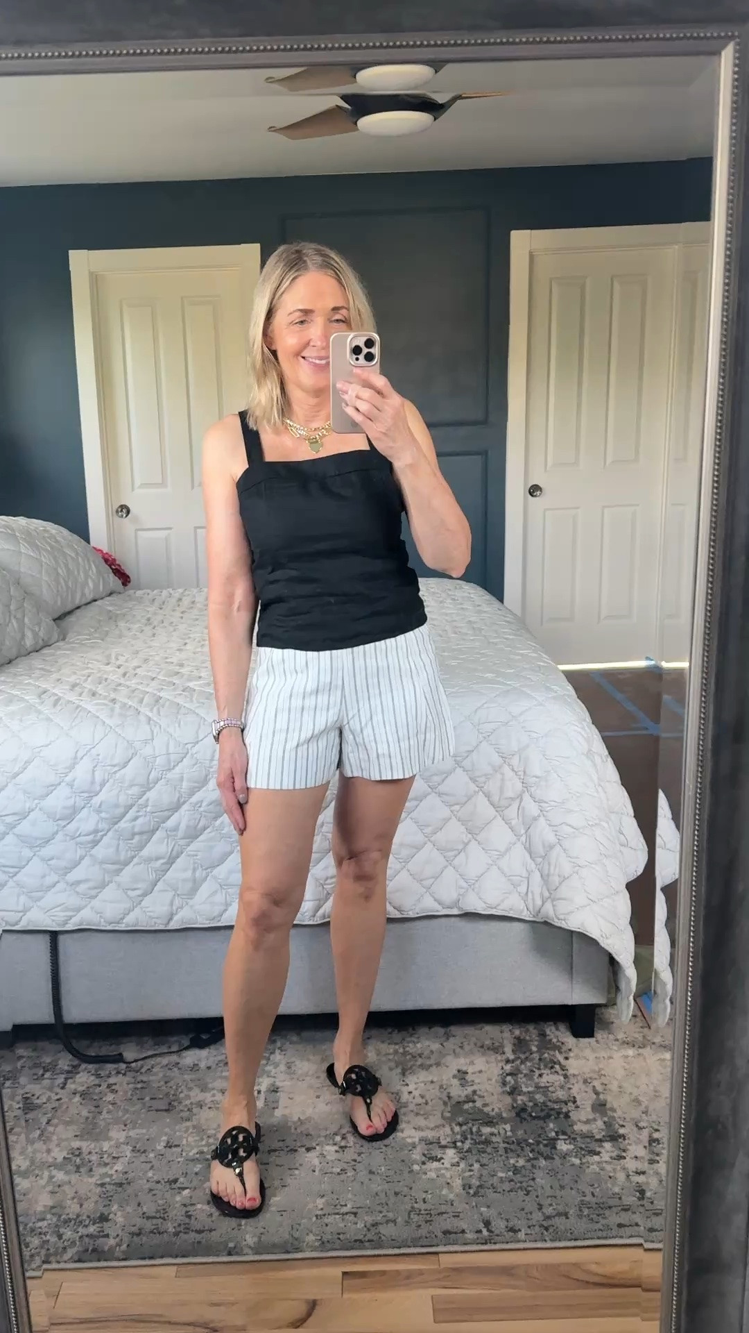Today’s ootd. @Gibsonlook tailored shorts with pockets size XS styled with @Quince linen tank top size XS. 

Teacher outfits, outfits with shorts, dressy shorts outfits, style over 50, summer trends, Tory Burch sandals

#LTKootd