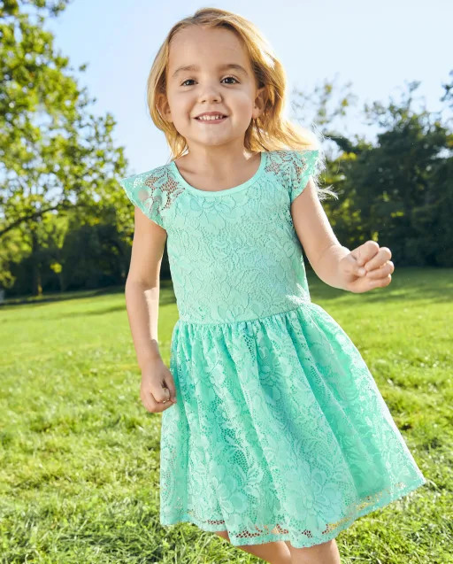 Baby And Toddler Girls Lace Dress - mellow aqua | The Children's Place