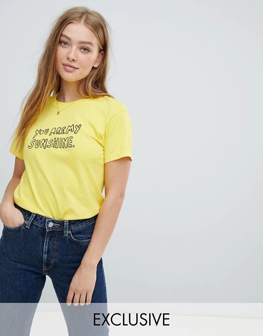 Daisy Street Boyfriend T-Shirt With Sunshine Print | ASOS US