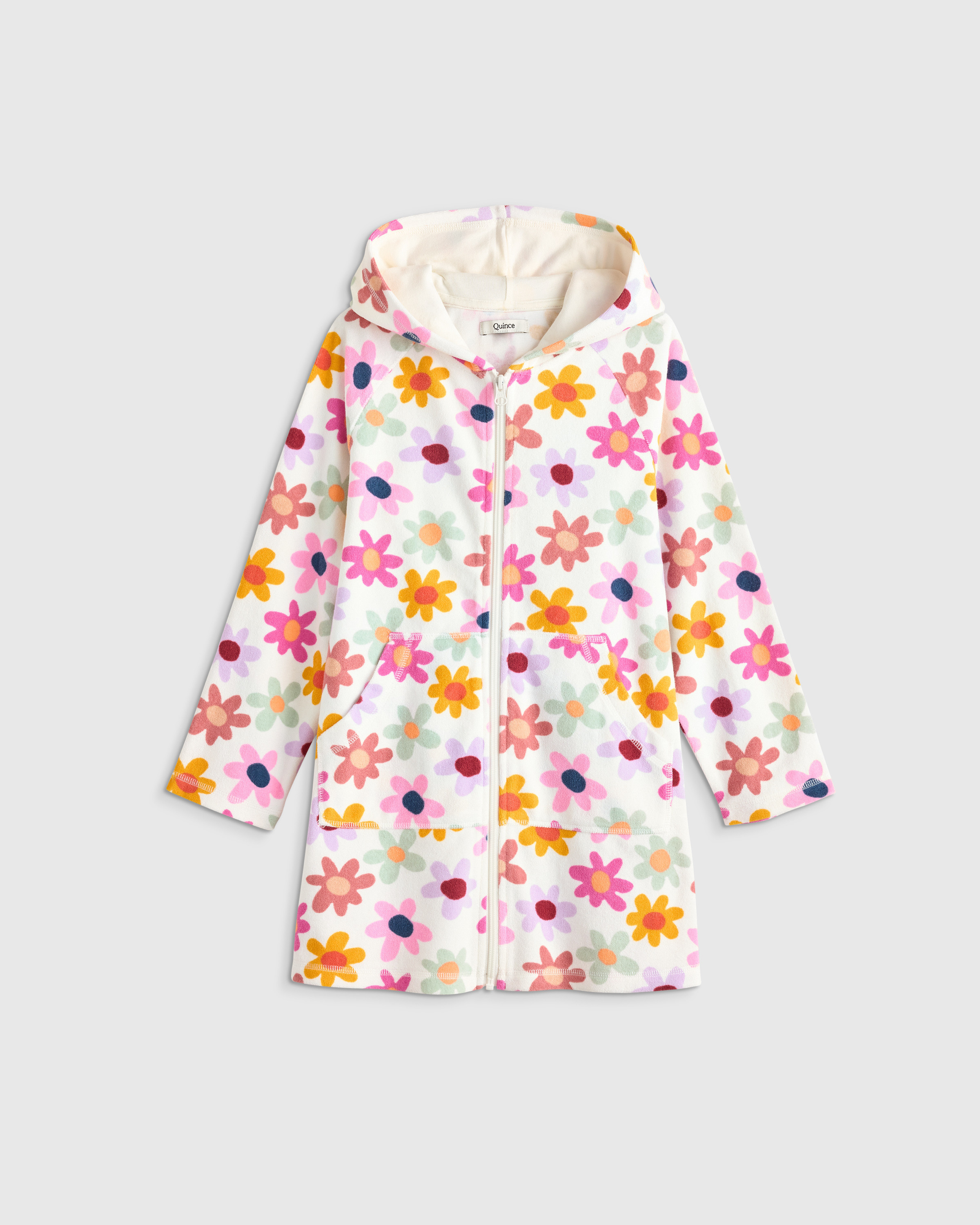 Quince | Loop Terry Swim Coverup in Happy Floral, Size 12, Organic Cotton | Quince