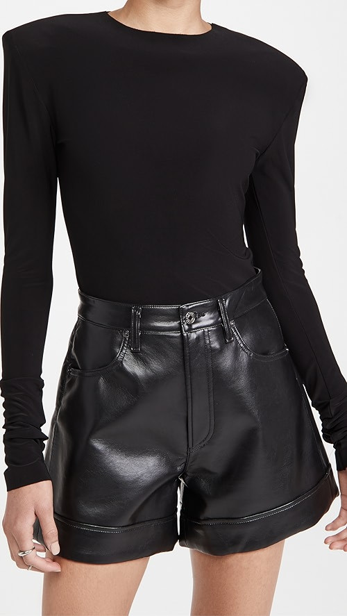 Norma Kamali Shoulder Pad Long Sleeve Crew Top | SHOPBOP | Shopbop