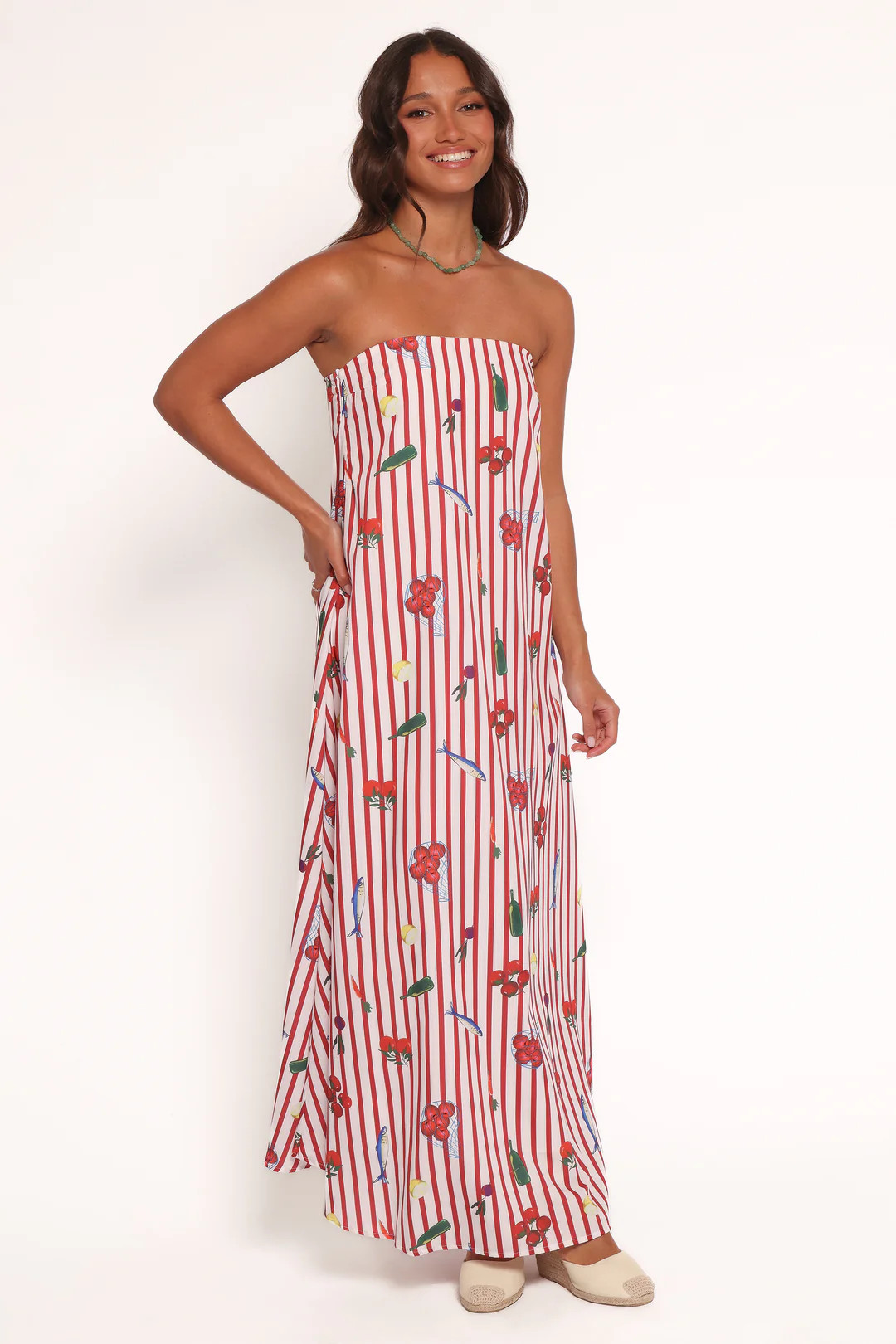 Soph Strapless Maxi Dress - Red Picnic Stripe | Petal & Pup (US)