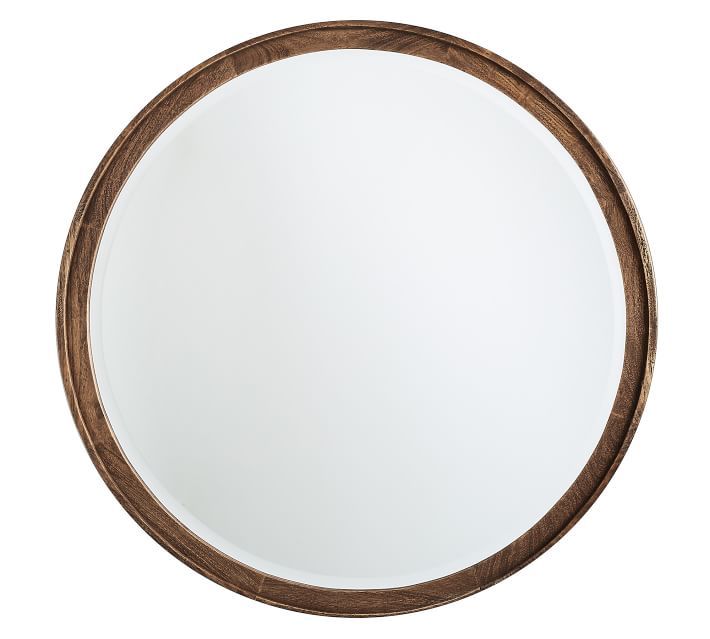 Campbell Round Acacia Wood Mirror - 32" | Pottery Barn (US)