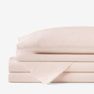 The Company Store Company Cotton Percale Peach Nectar Cotton Percale Full Sheet Set 50652LR-F-PCH... | The Home Depot