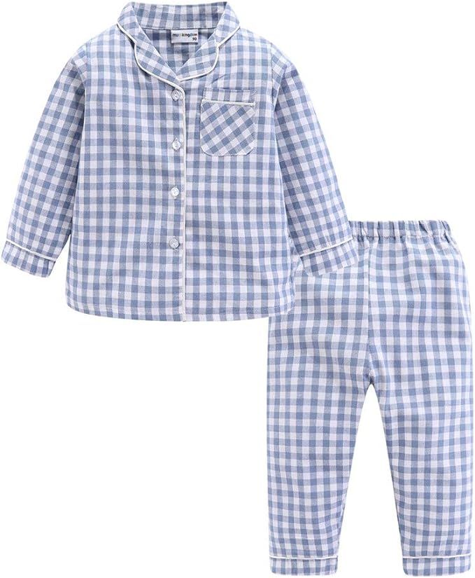 Amazon.com: Mud Kingdom Boutique Girls Boys Pajamas Set Collared Long Sleeve Sleepwear: Clothing,... | Amazon (US)