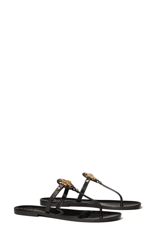 Tory Burch Mini Miller Jelly Thong Sandal in Black Gold at Nordstrom, Size 6 | Nordstrom