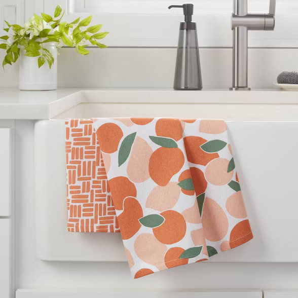 2pk Cotton Abstract Fruit Kitchen Towels - Room Essentials™ | Target