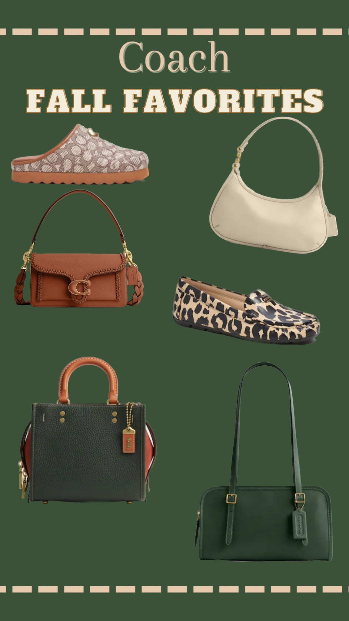 I’ve been a Coach girlie since day one! Love these fall new arrivals from Coach. I need those clogs asap! 

Hand bags, fall shoes, designer brands, designer handbag, Coach, fall purse, fall bag, clogs, loafers, brown bag, green bag 

#LTKitbag #LTKSeasonal #LTKshoecrush