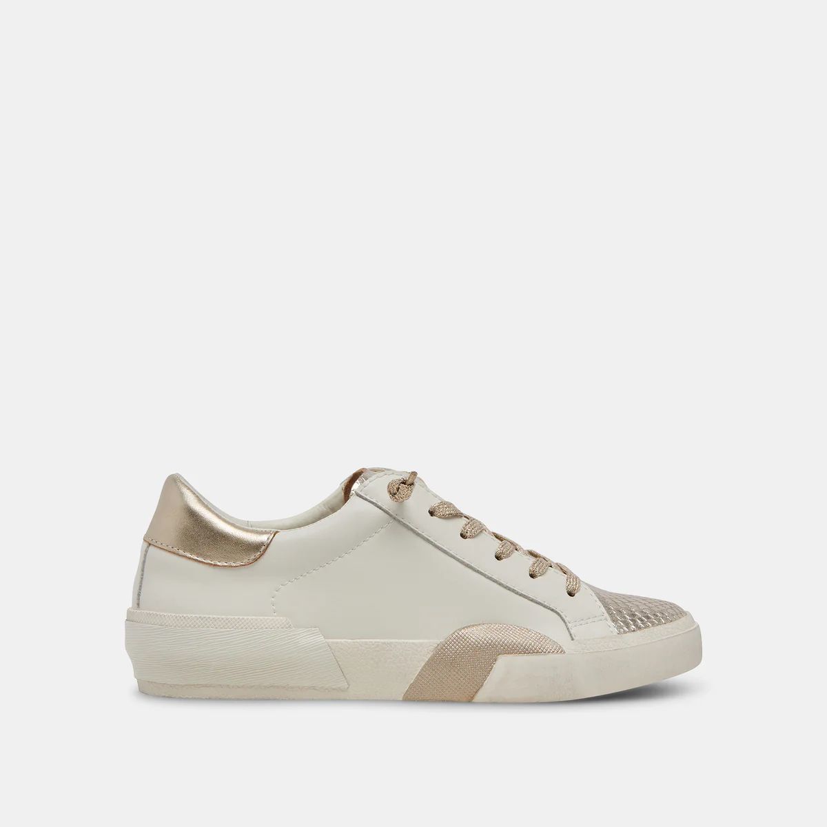 ZINA SNEAKERS WHITE GOLD LEATHER | DolceVita.com