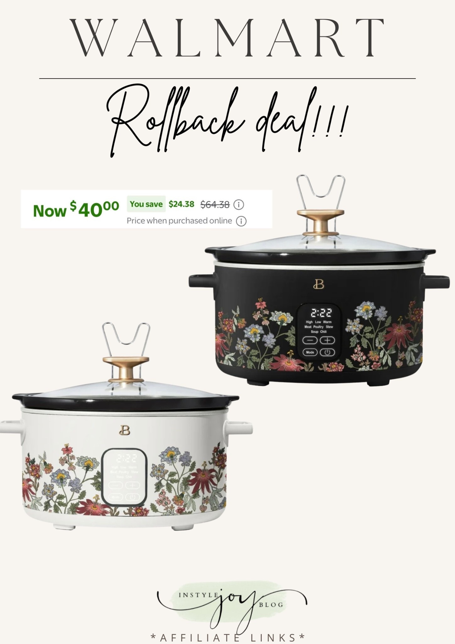 Walmart deal! Beautiful 6 Qt Programmable Slow Cooker, Wildflower White Icing by Drew Barrymore

#LTKFindsUnder50 #LTKSaleAlert #LTKGiftGuide
