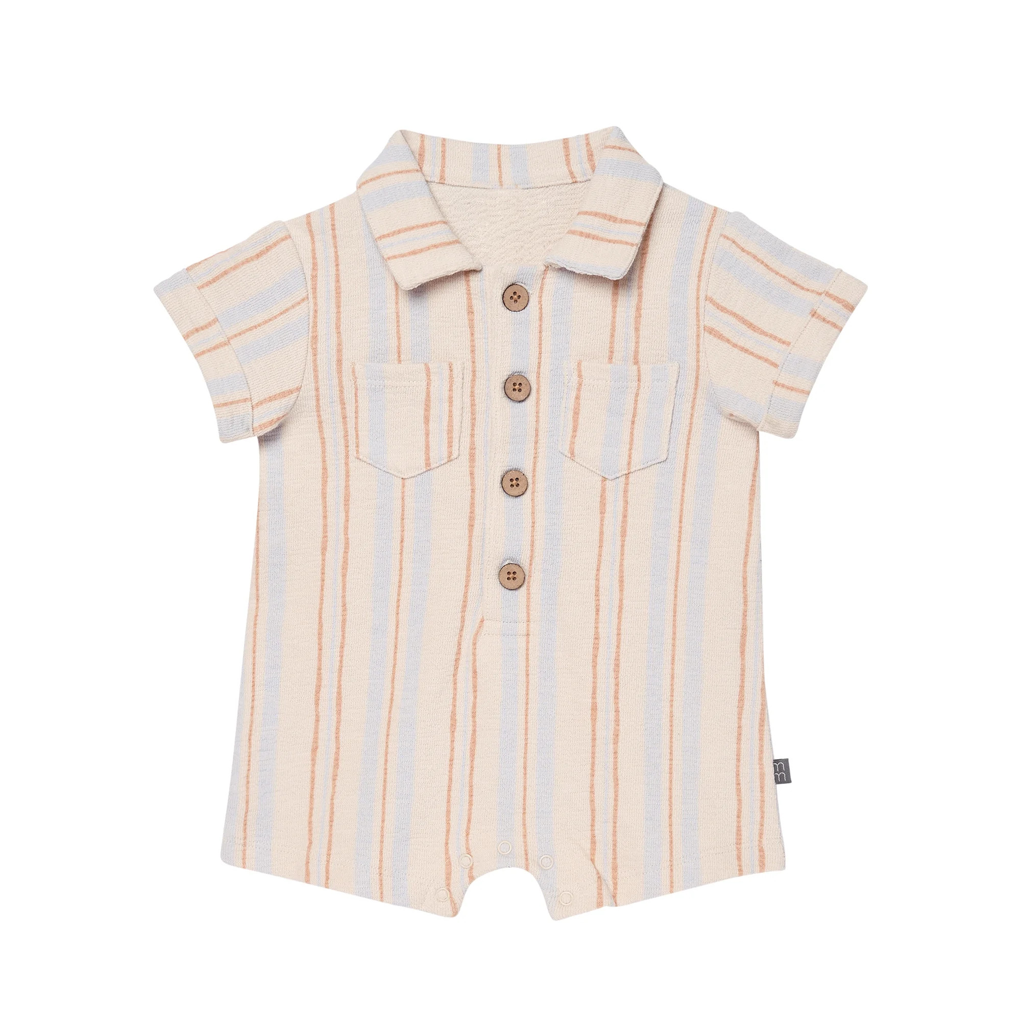 Modern Moments by Gerber Baby Boy Slouch Henley Romper, Sizes 0/3 Months - 24 Months | Walmart (US)