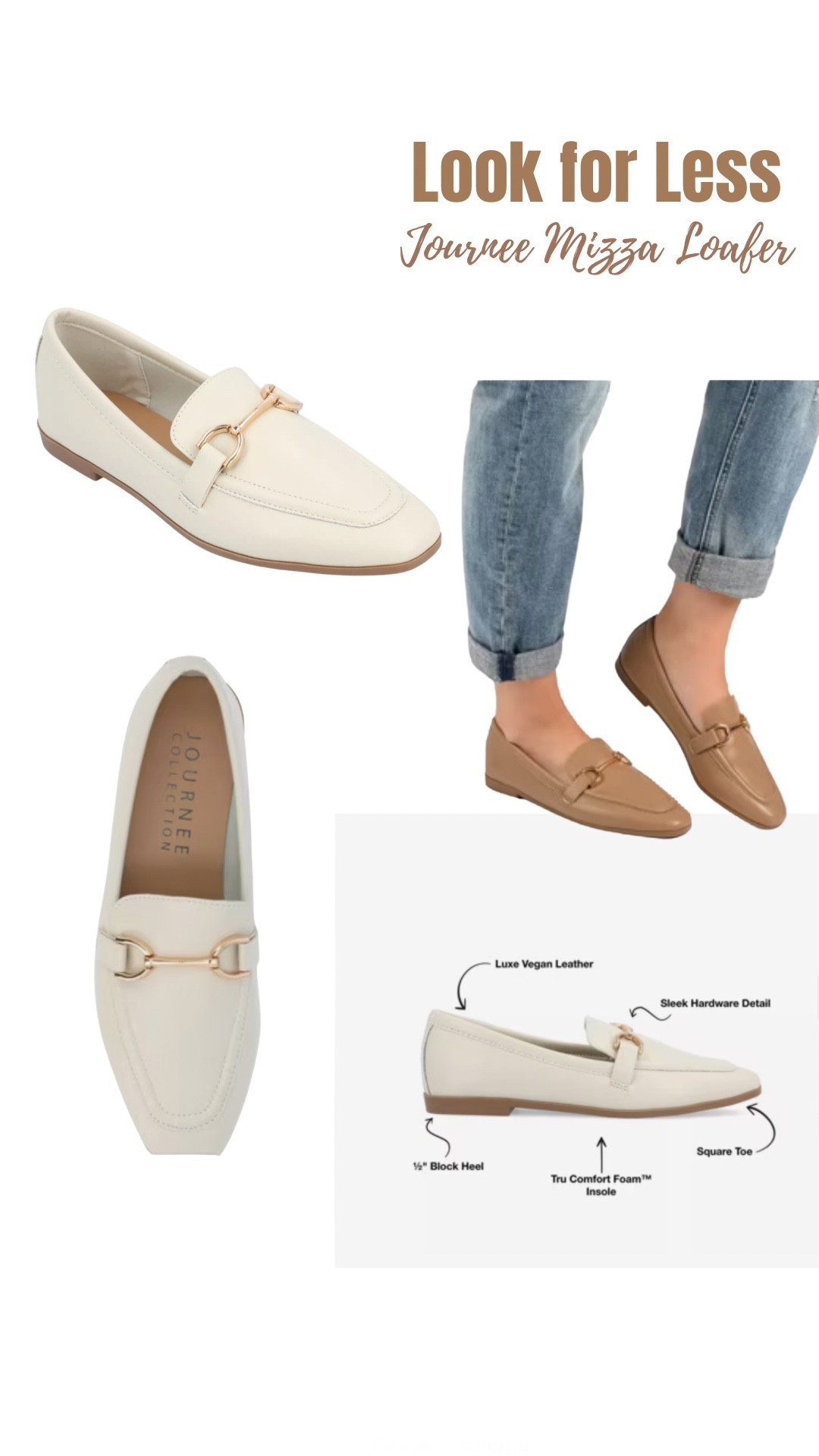 If you like the look, but not the price, here’s this week’s look for less.

It’s the Journee Mizza Loafer in Ivory.  Under $50.  Slip on with bold hardware at the top.  

#LTKSaleAlert #LTKWorkwear #LTKSeasonal