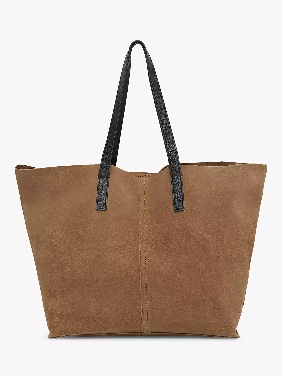 Mango Gabi Suede Shopper Bag, Medium Brown | John Lewis (UK)